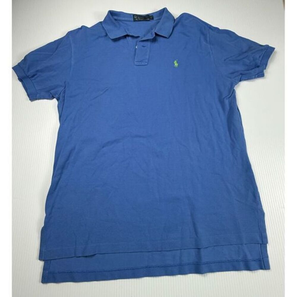 Polo Ralph Lauren Classic Blue Cotton Polo Shirt Short Sleeve Casual Golf L